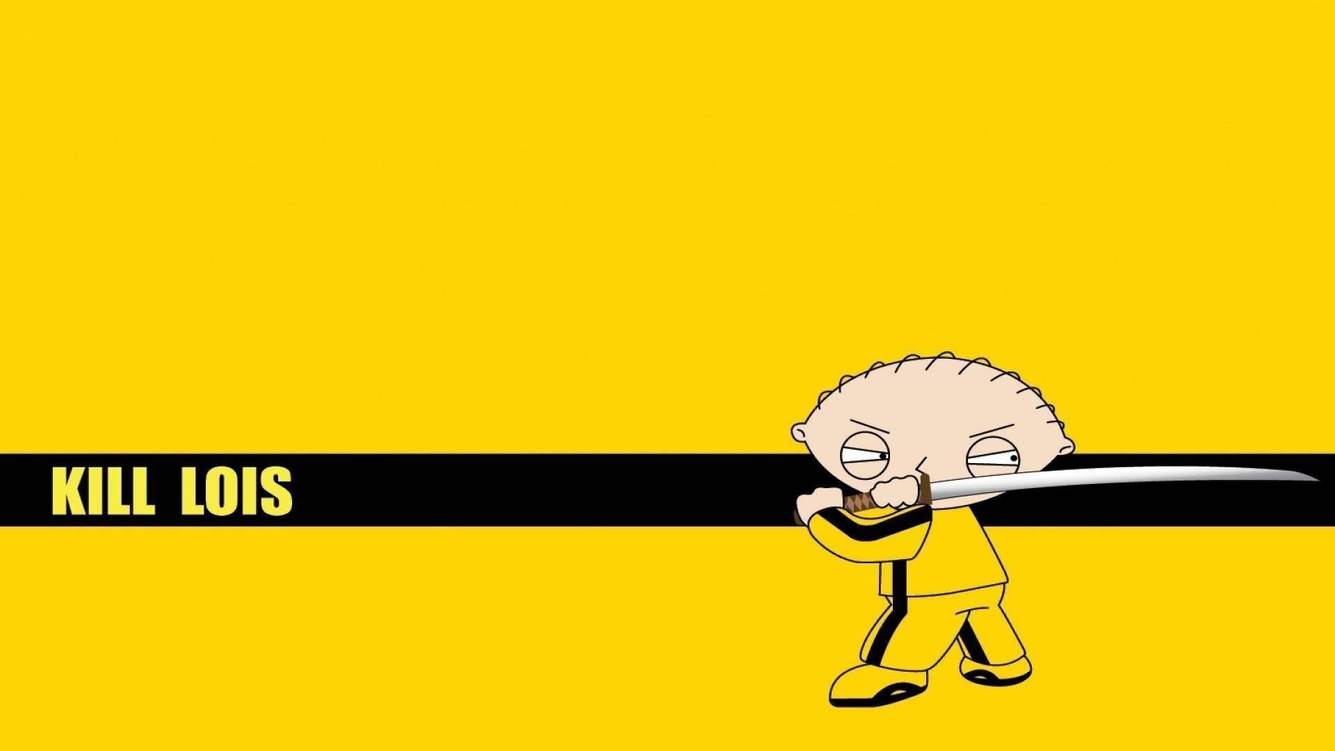 Stewie Griffin, yellow martial arts outfit, sword, Full HD Desktop Wallpaper
