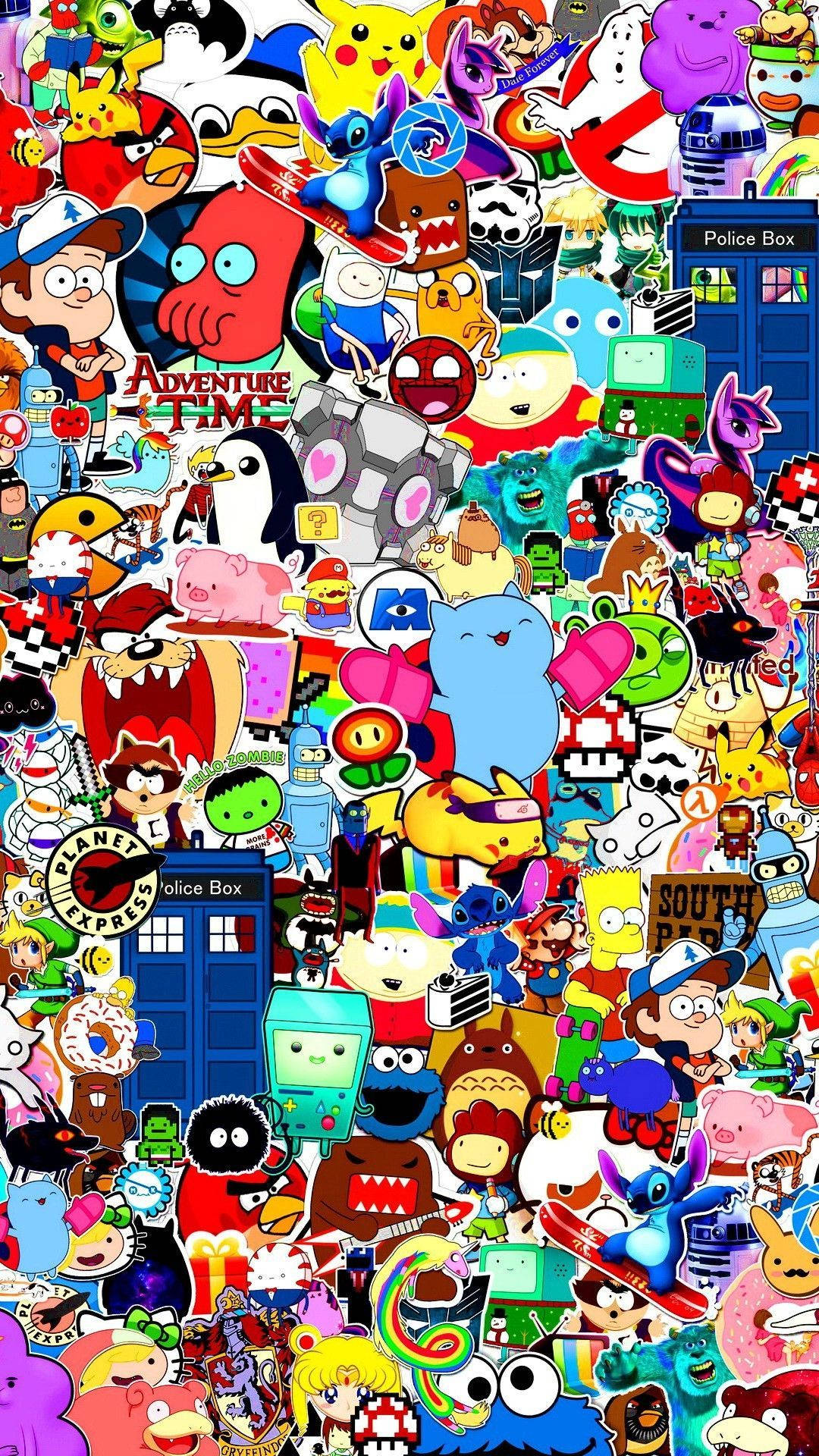 cartoon characters, pop culture icons, colorful, Full HD Phone Wallpaper