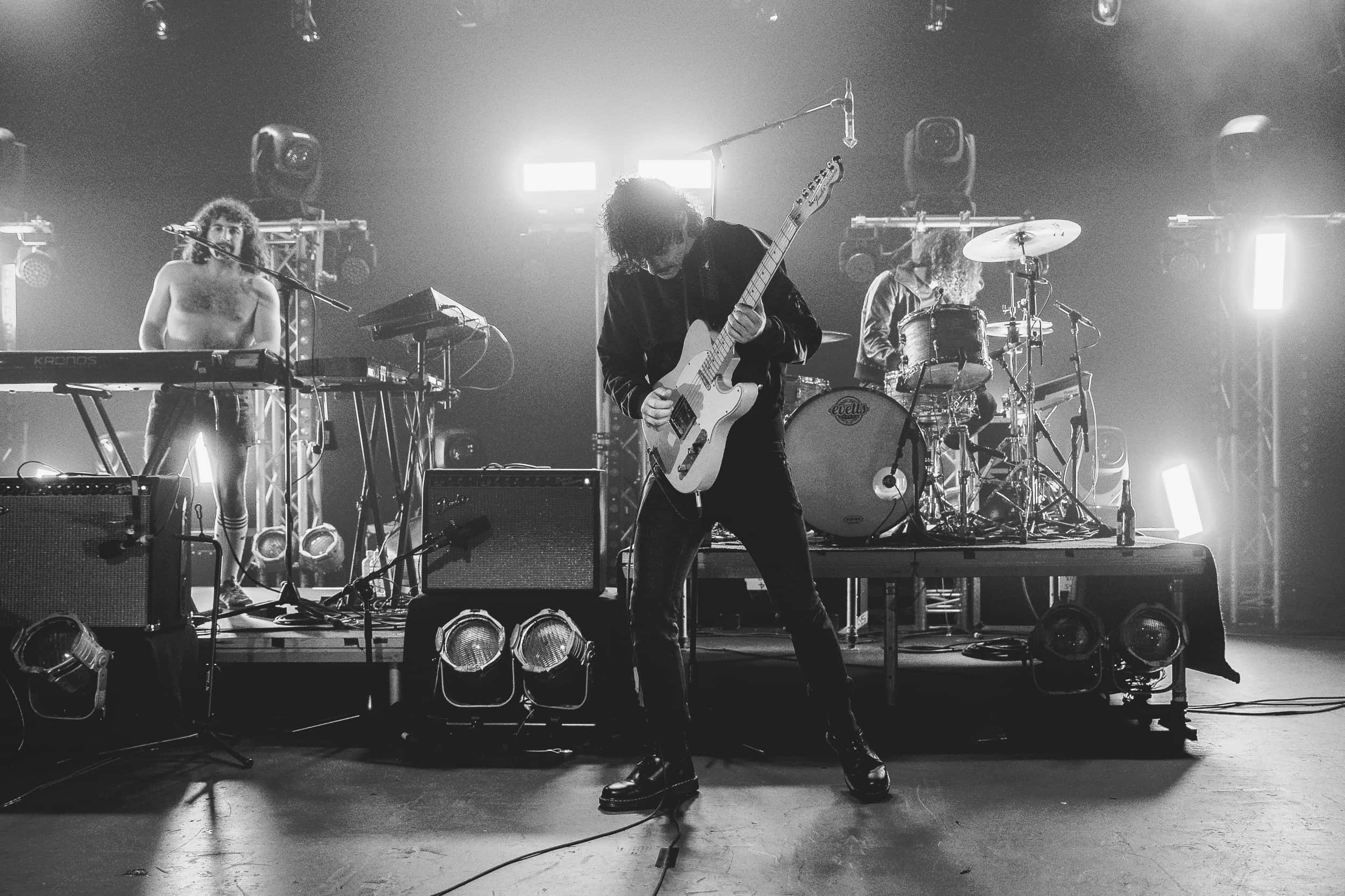 Sticky Fingers, black and white photo, band performing live, Full HD Desktop Wallpaper