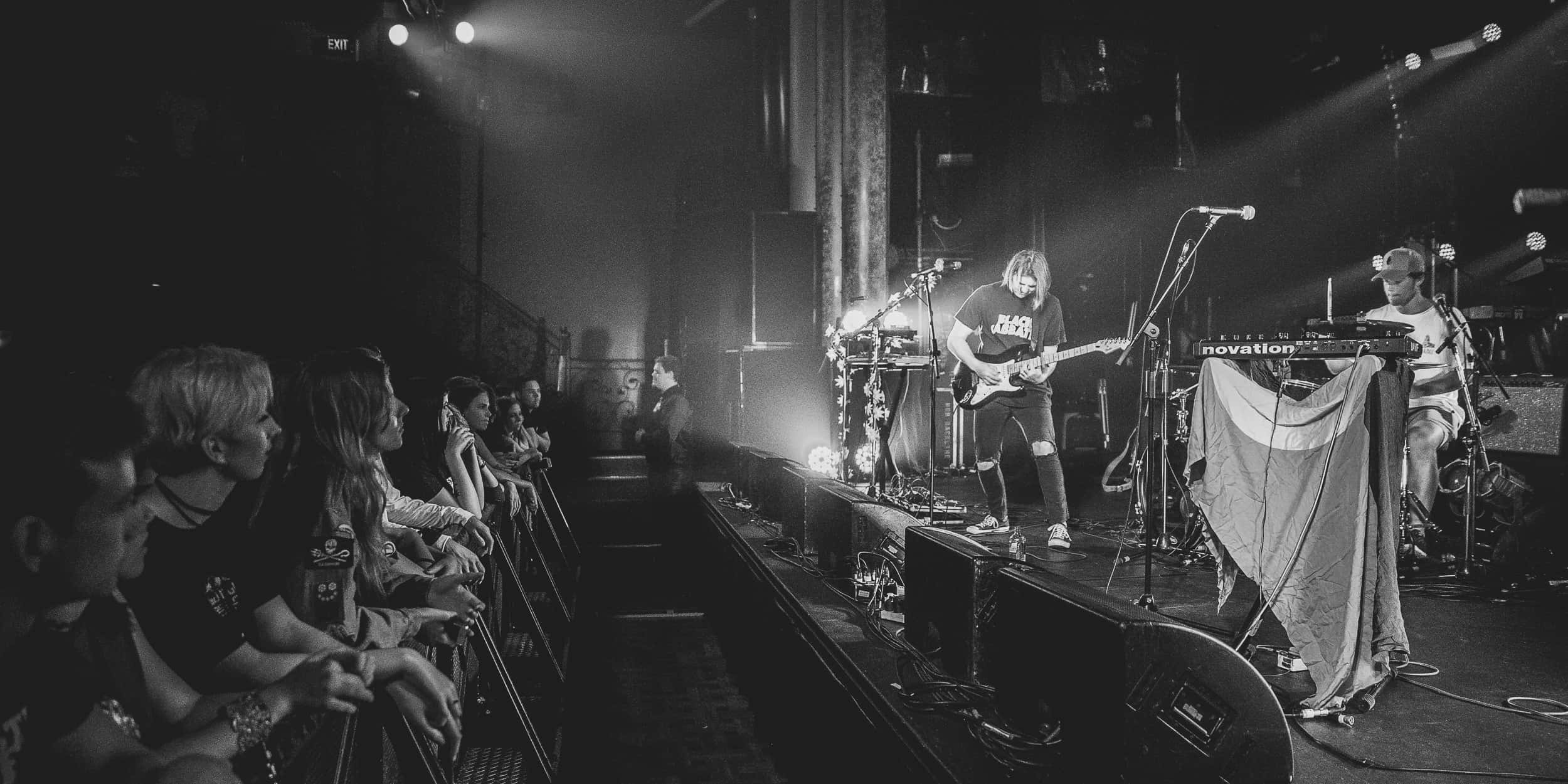 Sticky Fingers, black and white photo, band performing live, Full HD Desktop Wallpaper
