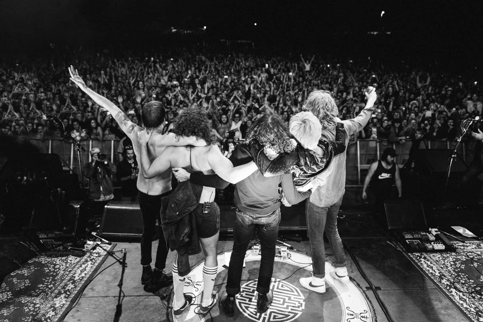 Sticky Fingers, black and white photo, band members, Full HD Desktop Wallpaper