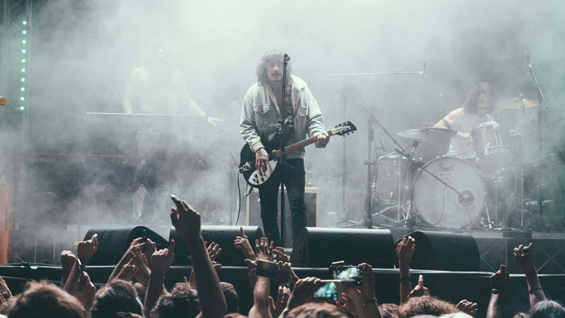Sticky Fingers, rock band, smoky stage, Full HD Desktop Wallpaper