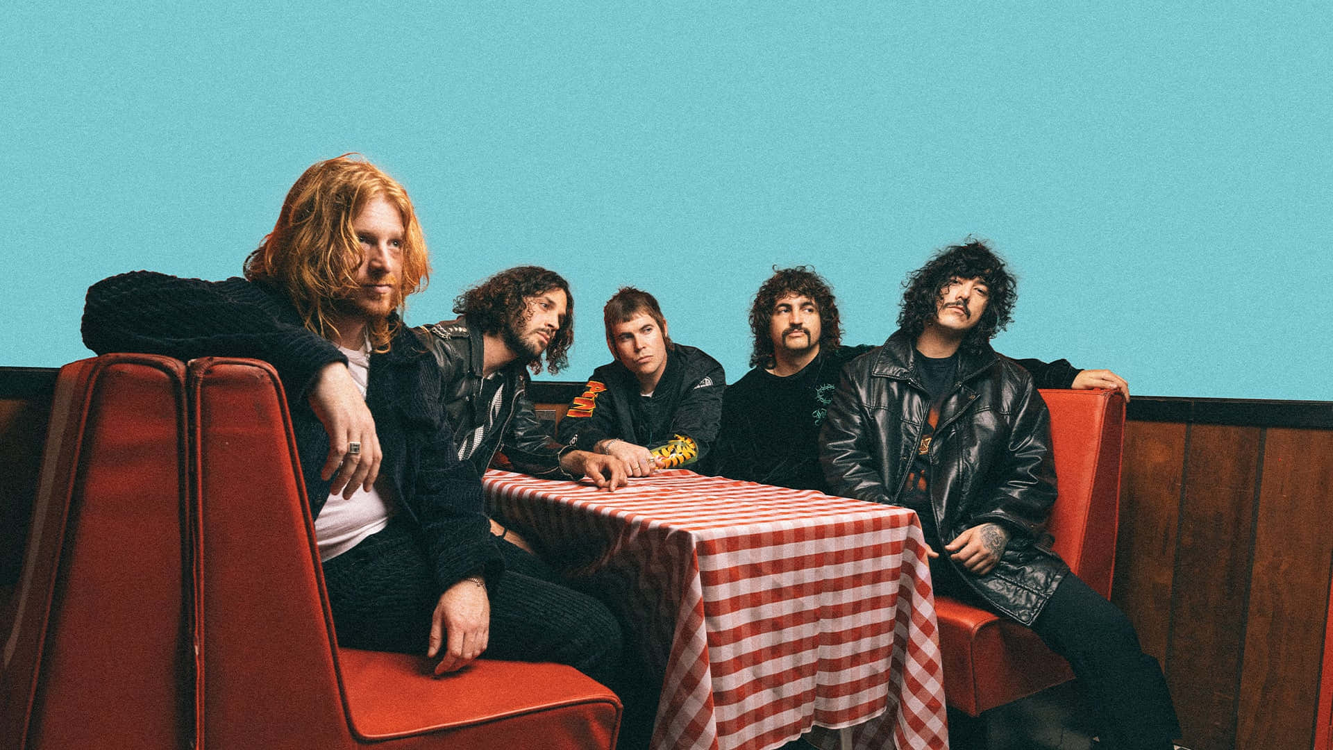 Sticky Fingers, leather jackets, red and white checkered table, Full HD Desktop Wallpaper