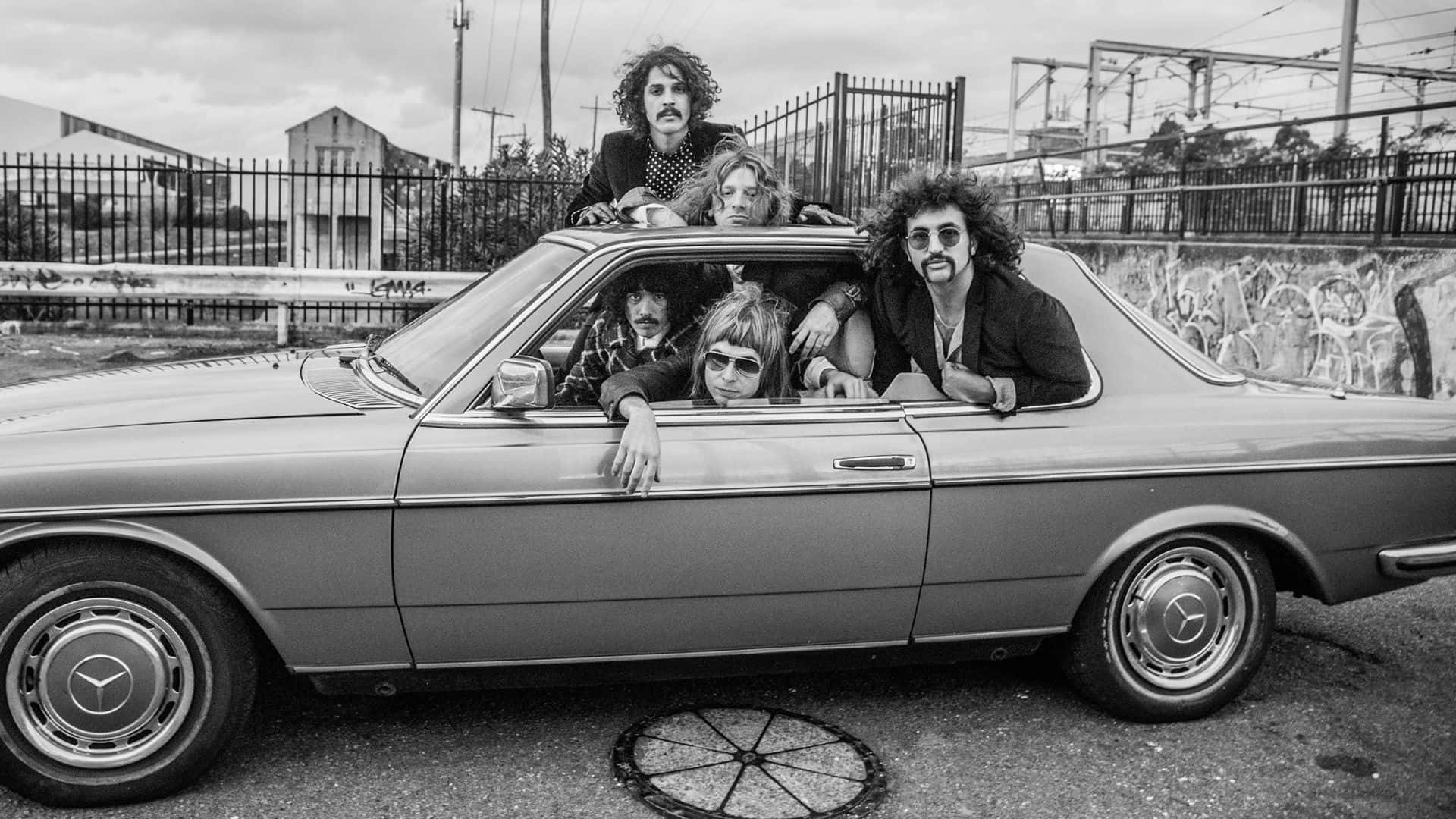 Sticky Fingers, black and white photo, six people, Full HD Desktop Wallpaper