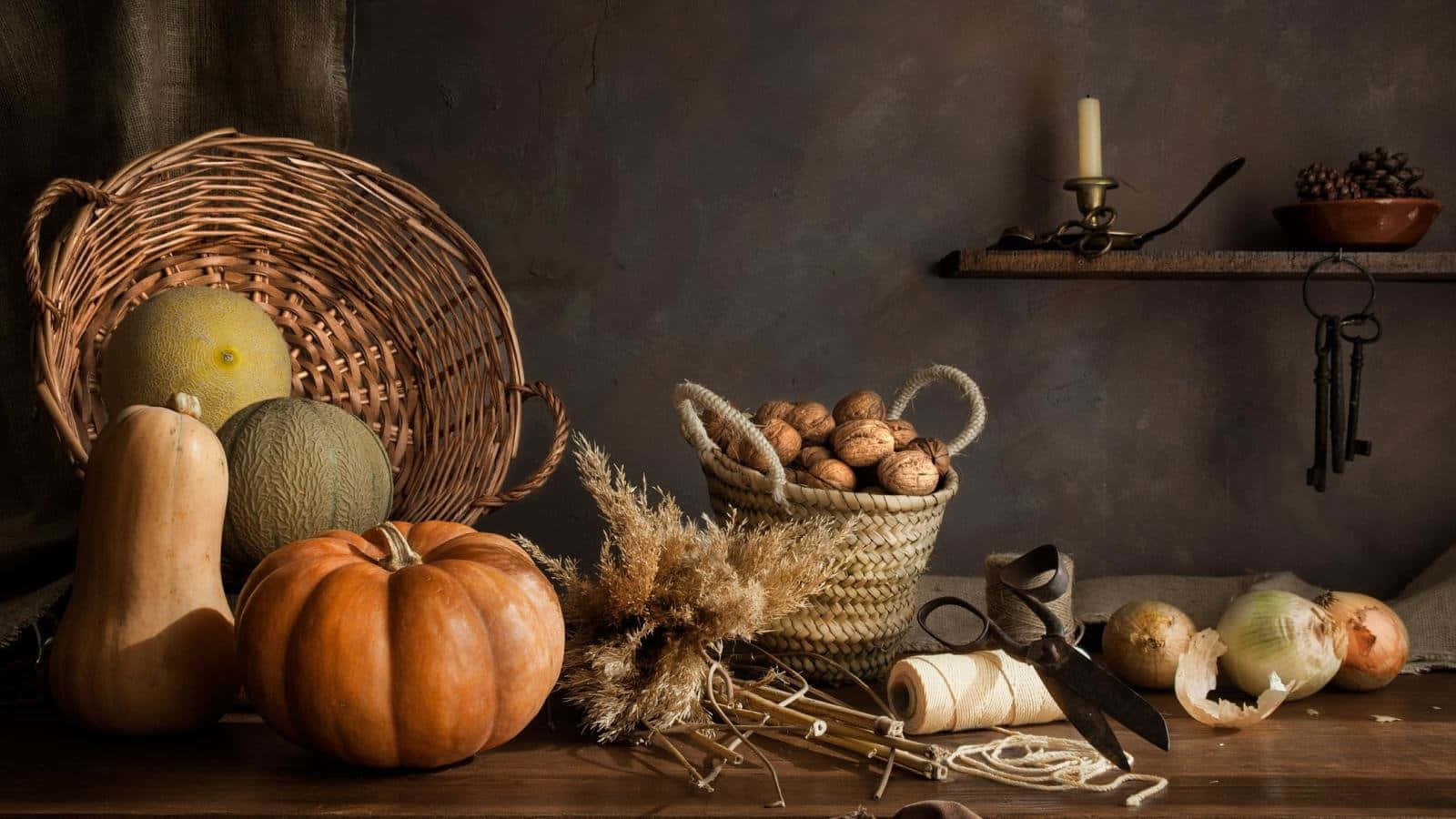 vegetables basket, kitchen, rustic still life, HD Desktop Wallpaper