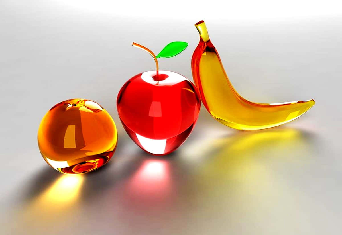 glass fruits, orange, apple, SD Desktop Wallpaper