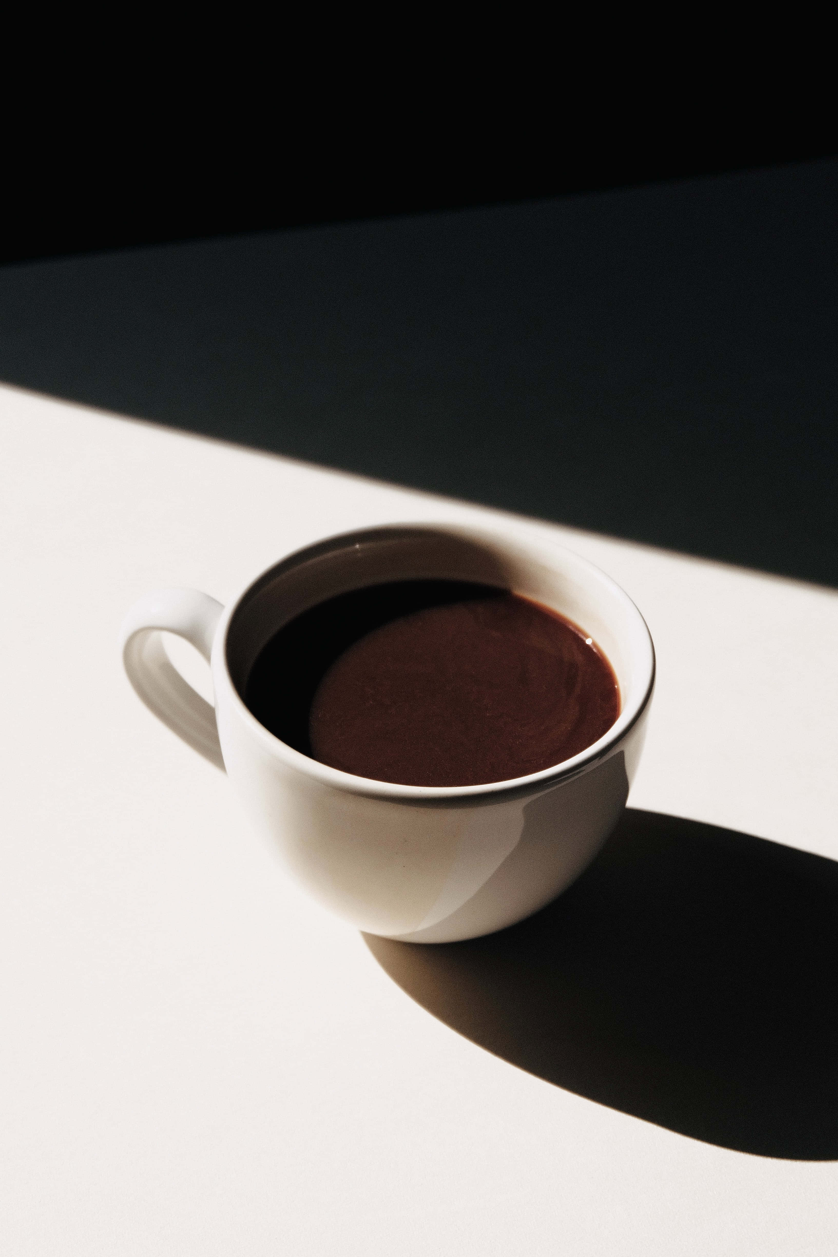 Still Coffee HD Phone, white ceramic cup, dark coffee, 4K Phone Wallpaper