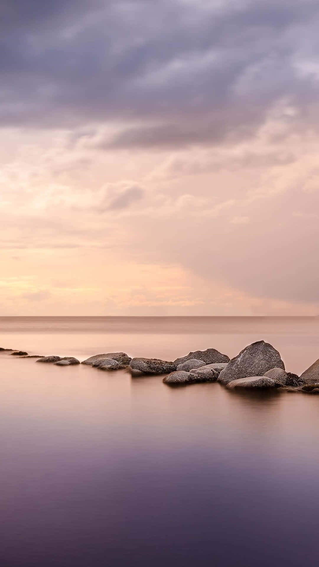 Still, purple sky, coastal scene, Full HD Phone Wallpaper