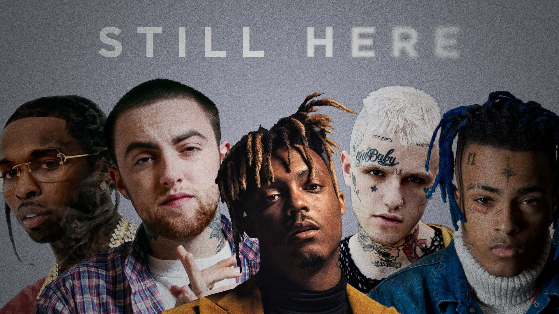 Posthumous Tribute, Still Here, gray background, Full HD Desktop Wallpaper