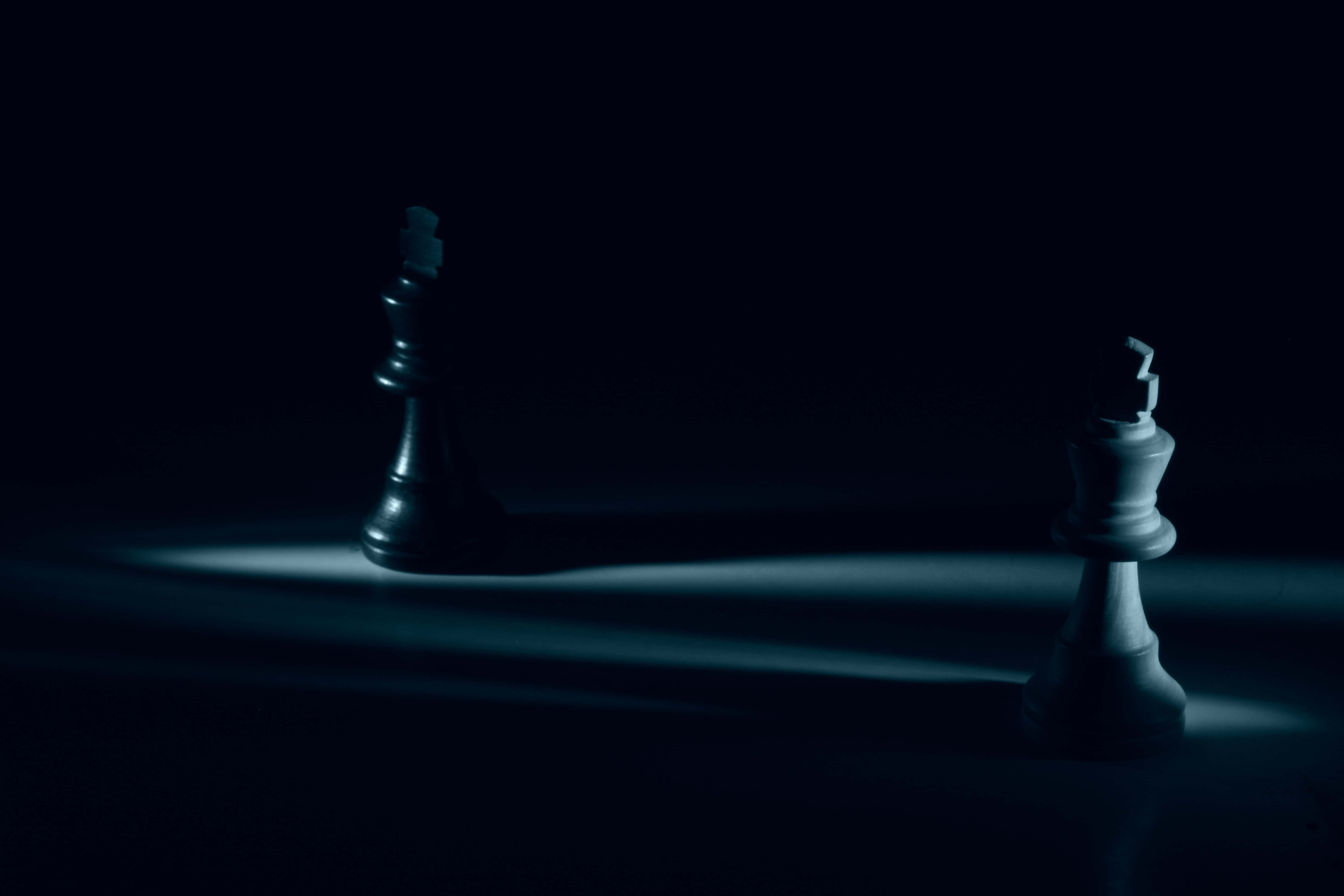 Still, white and black chess king, blue light, 5K Desktop Wallpaper