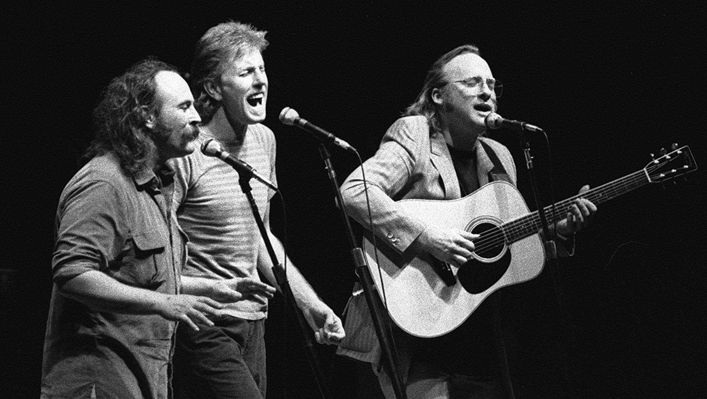 Stills And Nash, acoustic guitar, microphones, Full HD Desktop Wallpaper