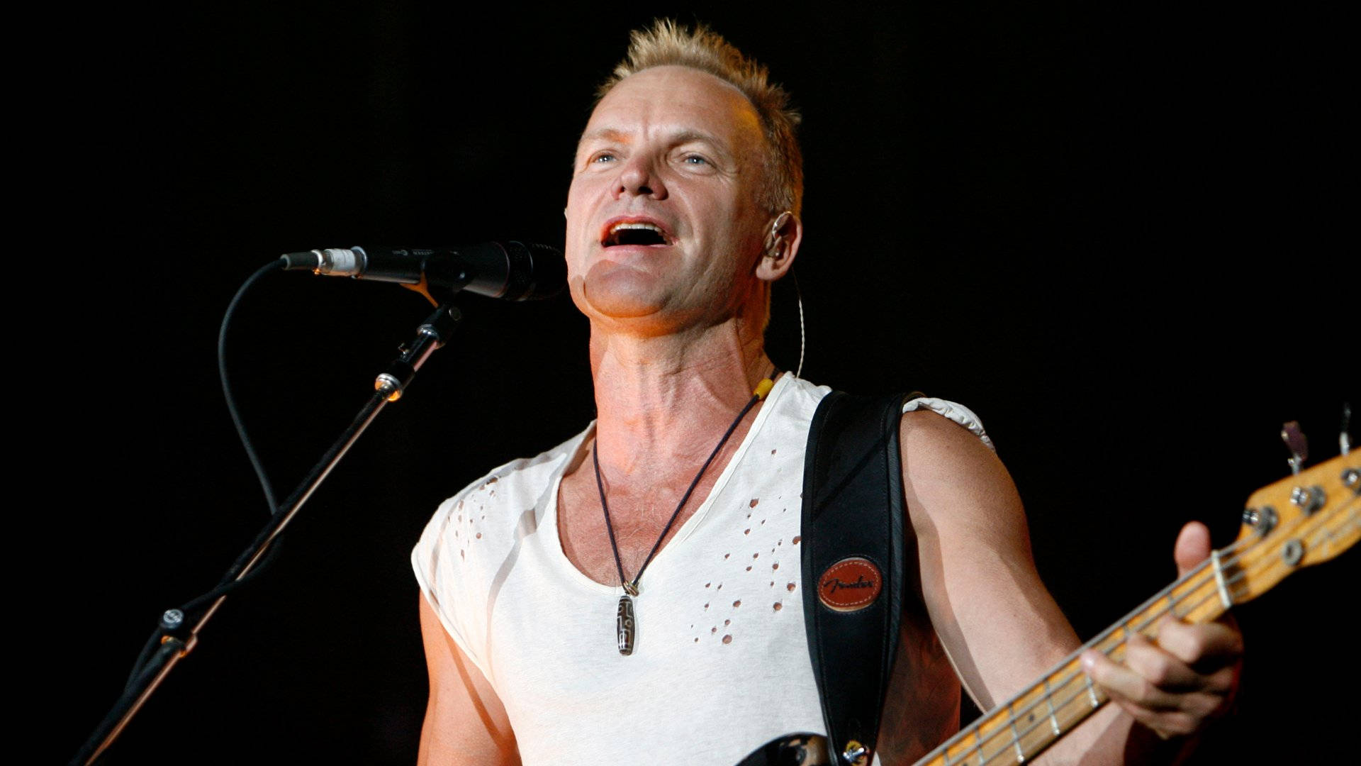 Sting, bass guitar, black background, Full HD Desktop Wallpaper