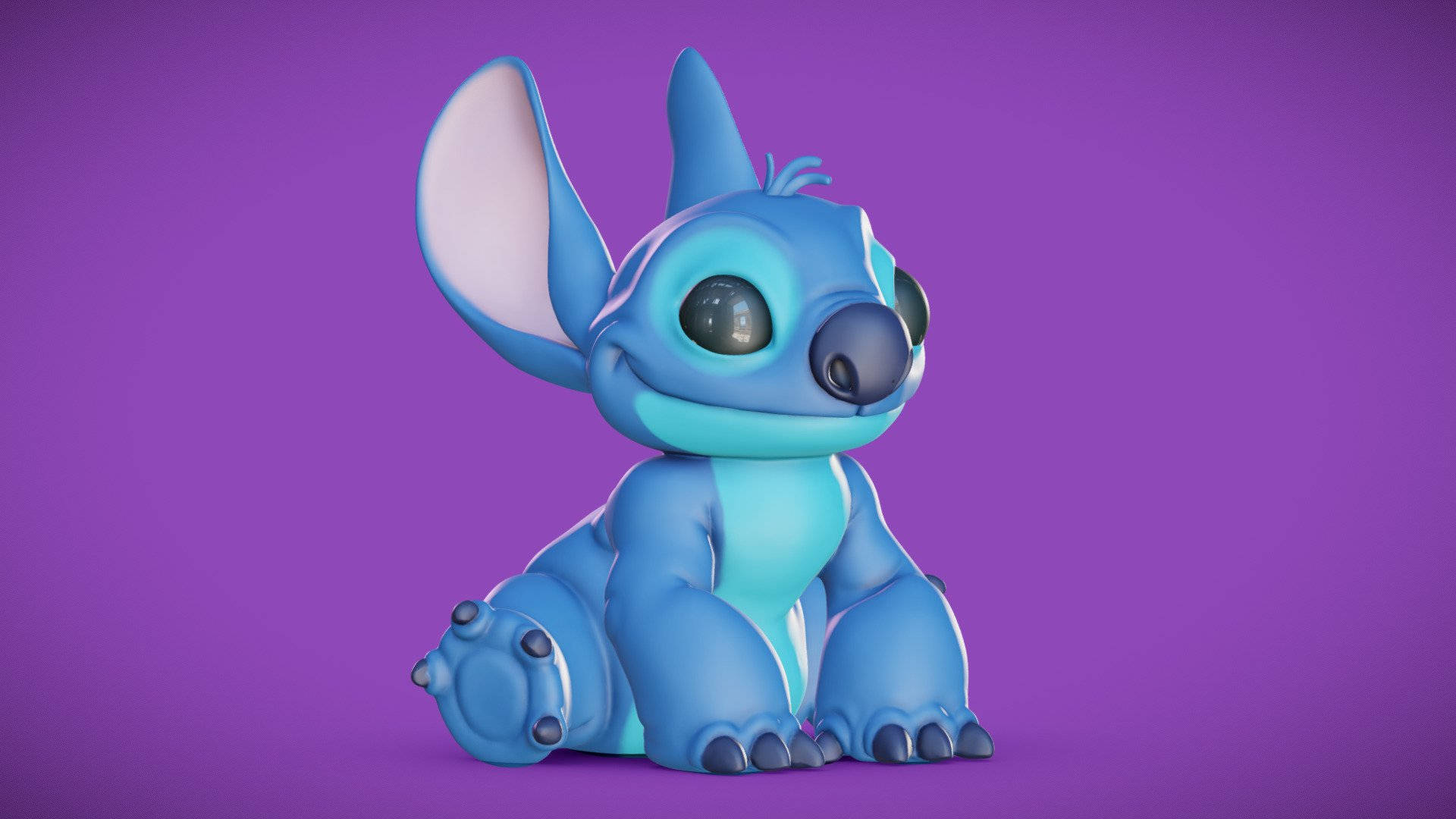 Stitch 3d, blue alien creature, big ears, Full HD Desktop Wallpaper