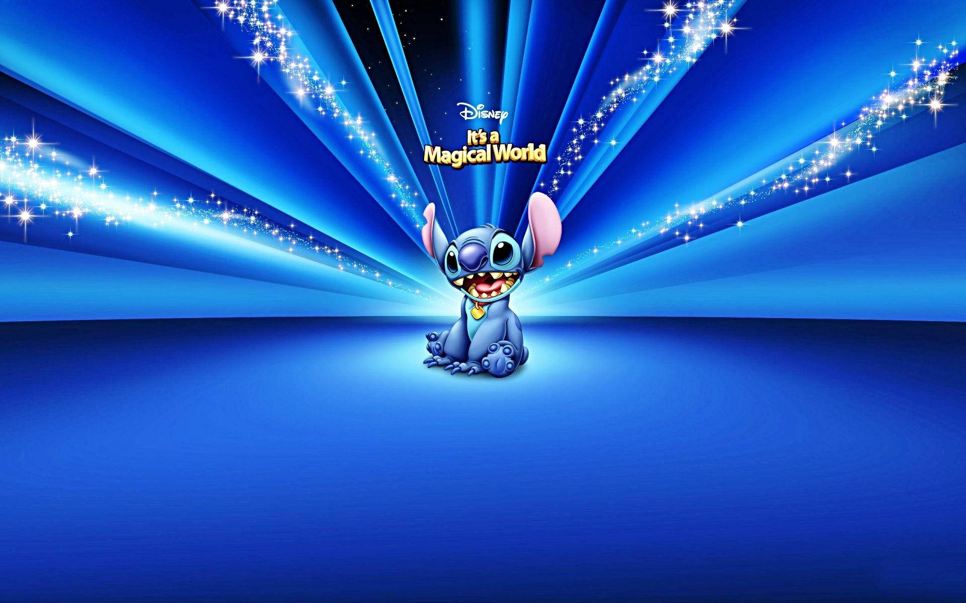 Stitch 3d, blue, radiant blue light beams, Full HD Desktop Wallpaper