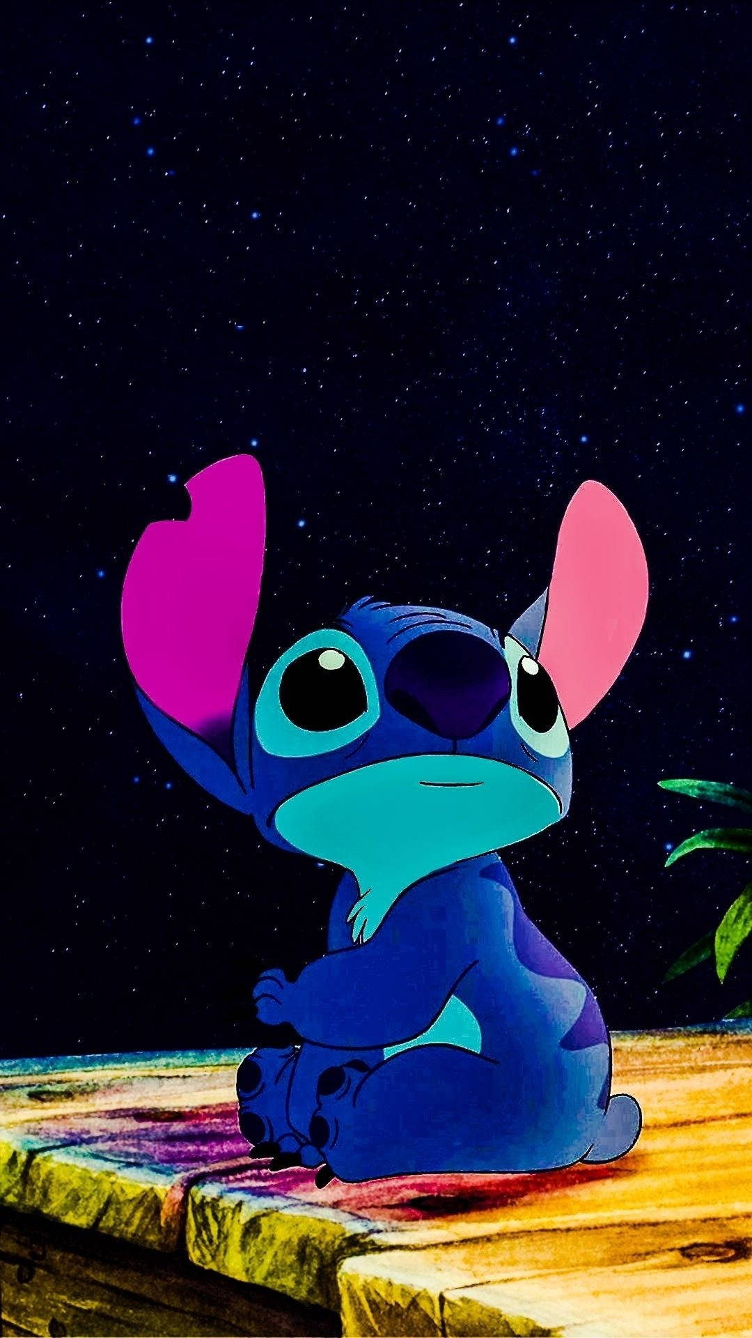 Vibrant Stitch 3d phone, blue alien, pink ears, Full HD Phone Wallpaper