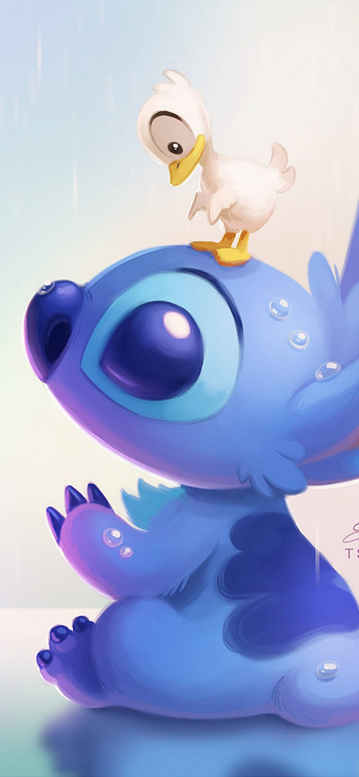Stitch 3d, blue alien, big eyes, 2K Phone Wallpaper