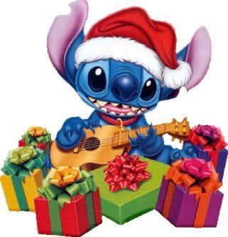 Stitch, red Santa hat, ukulele, SD Phone Wallpaper