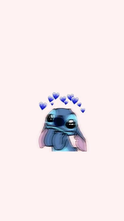 Heart Stitch Aesthetic, blue alien, big eyes, SD Phone Wallpaper