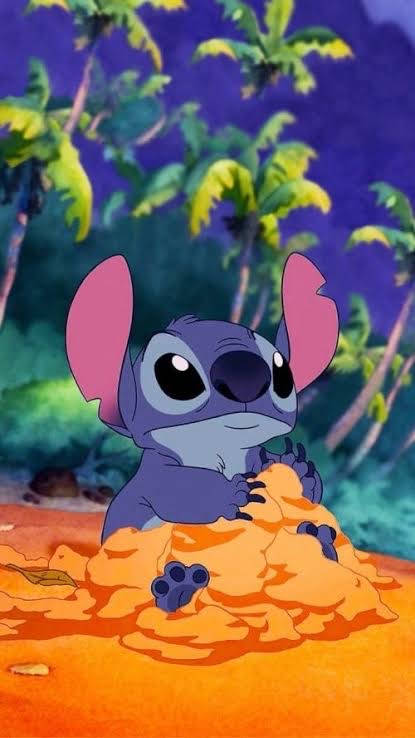 Stitch, blue alien, orange sand, SD Phone Wallpaper