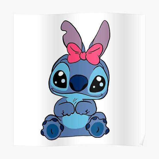 Stitch, pink bow, blue alien, SD Desktop Wallpaper