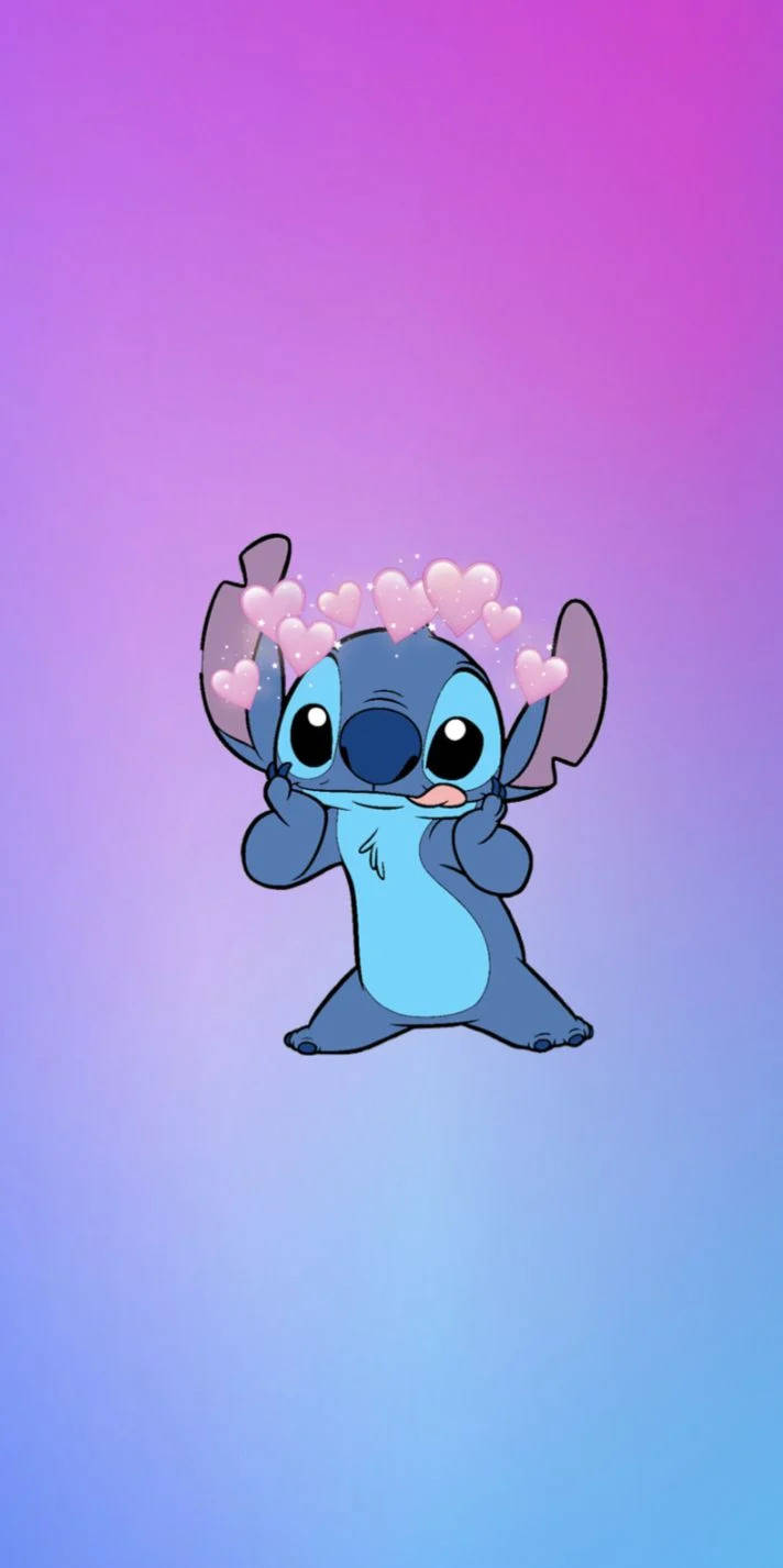 Stitch, heart crown, blue alien, HD Phone Wallpaper