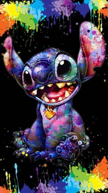 Stitch, splash-painted, rainbow colors, SD Phone Wallpaper
