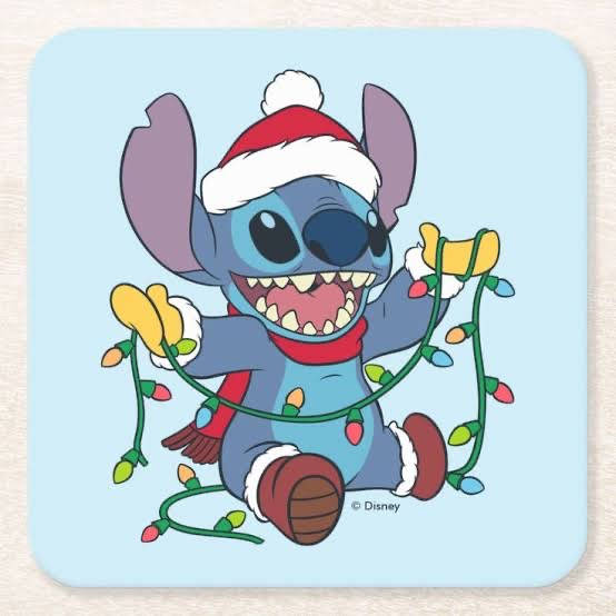 Stitch, red Santa hat, red scarf, SD Desktop Wallpaper