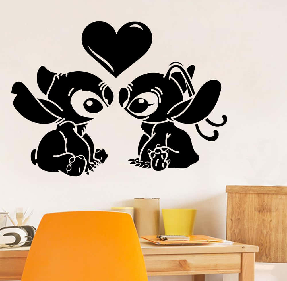 Stitch, Angel, black silhouette, SD Desktop Wallpaper