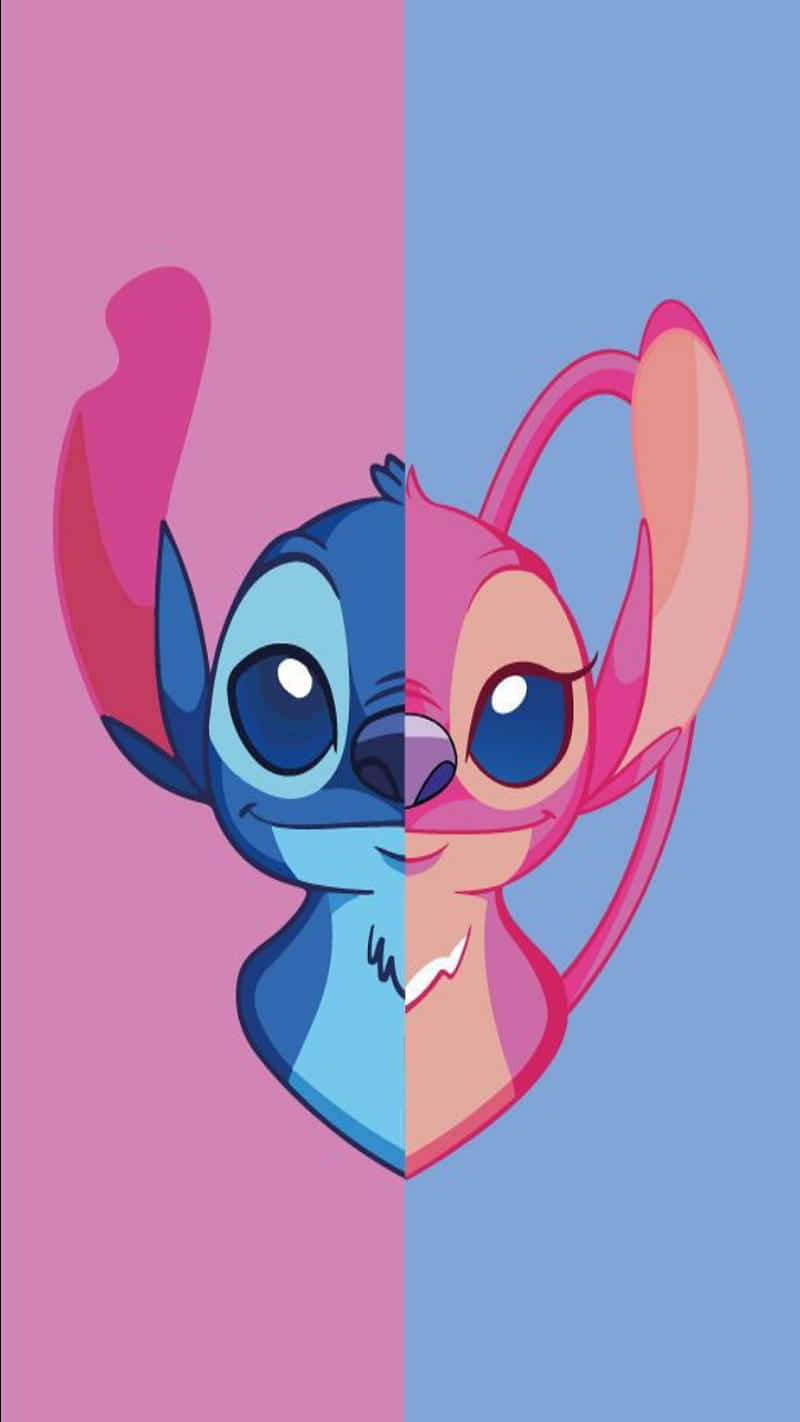 Stitch, pink, blue, HD Phone Wallpaper
