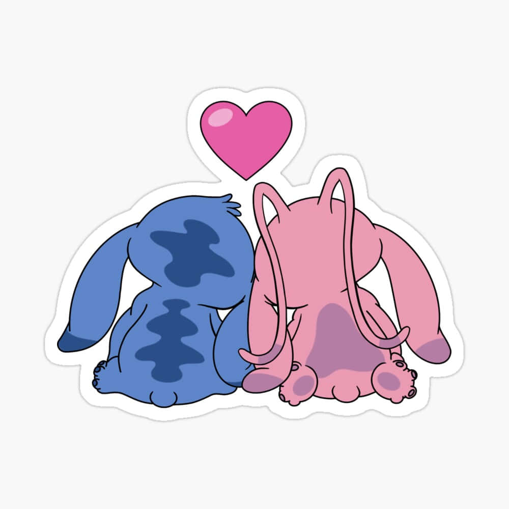 Stitch, Angel, pink heart, SD Desktop Wallpaper