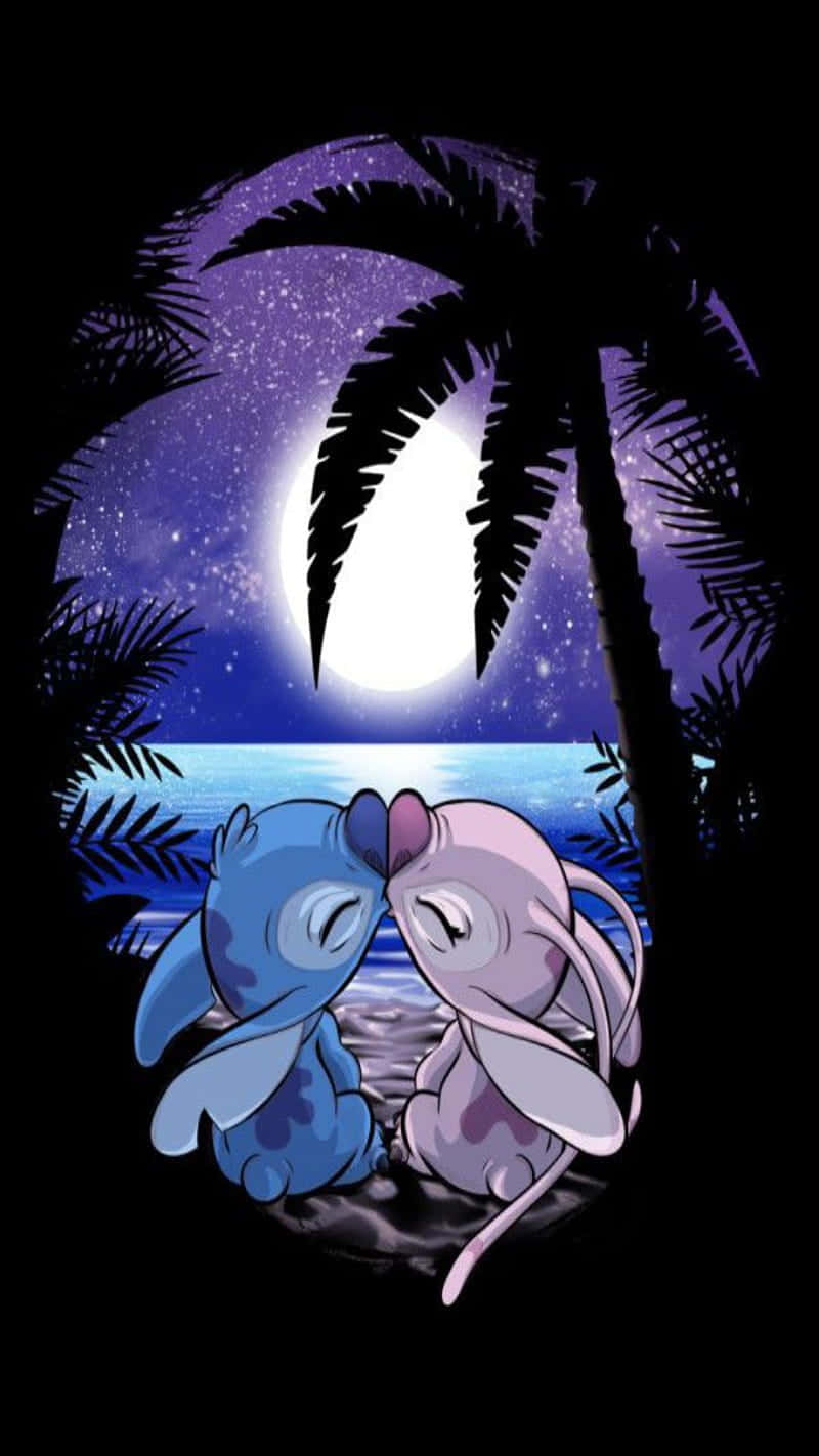 Stitch, Angel, starry night sky, HD Phone Wallpaper