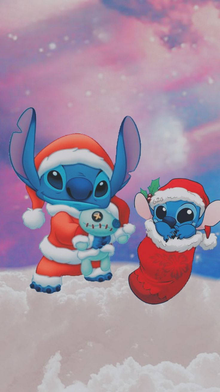 Stitch, Scrump, Santa hats, HD Phone Wallpaper