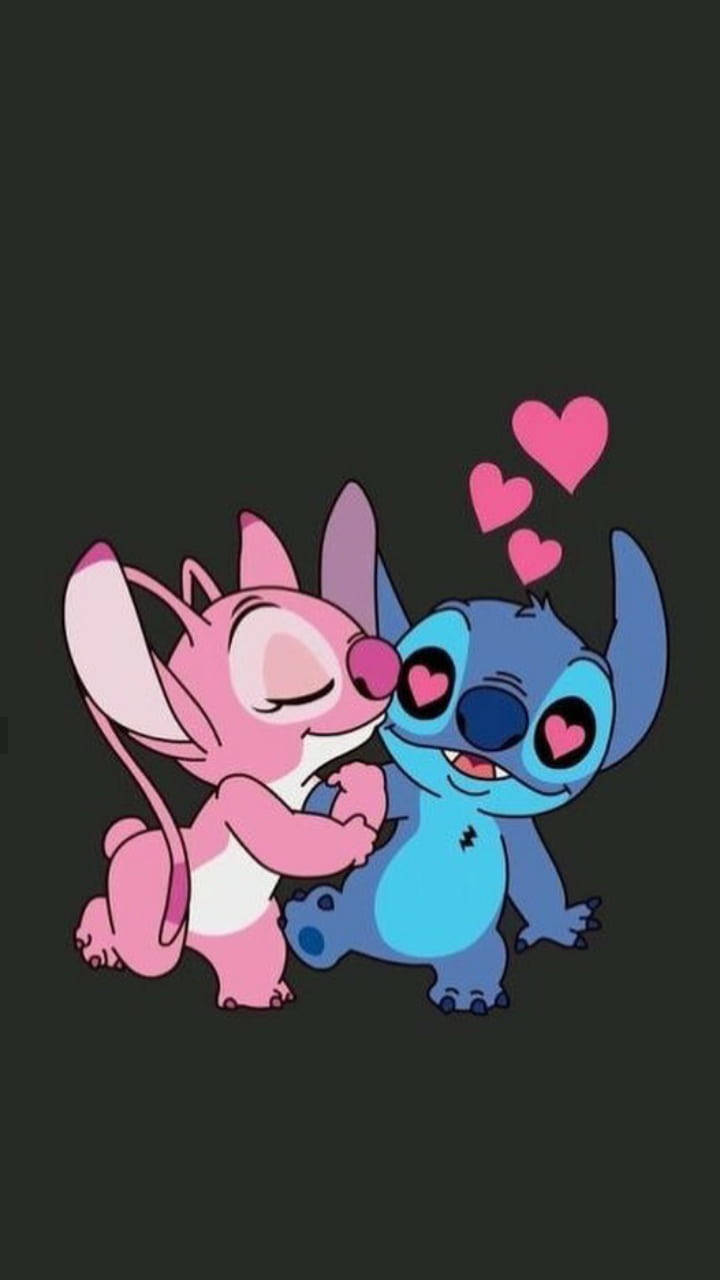 Romantic Stitch Angel, pink mouse, blue alien, HD Phone Wallpaper