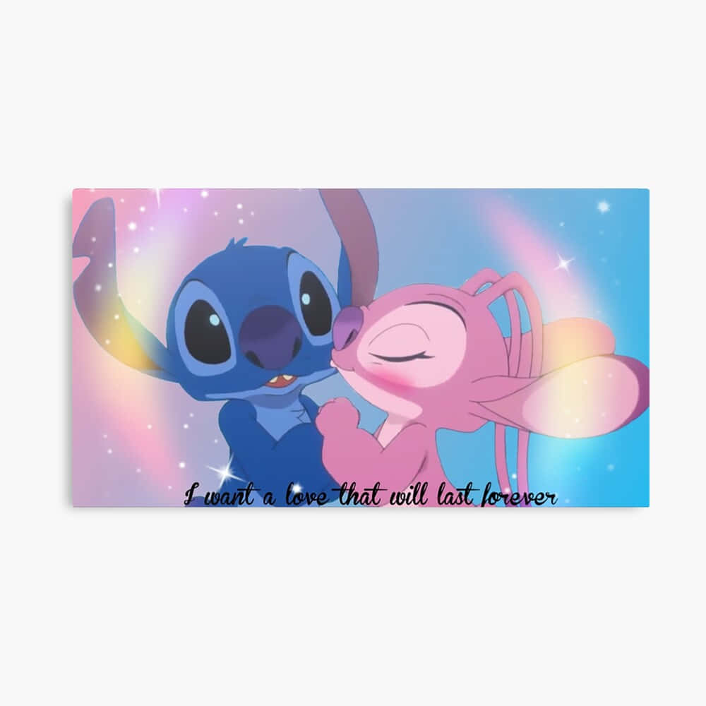 Stitch, Angel, rainbow gradient sky, SD Desktop Wallpaper