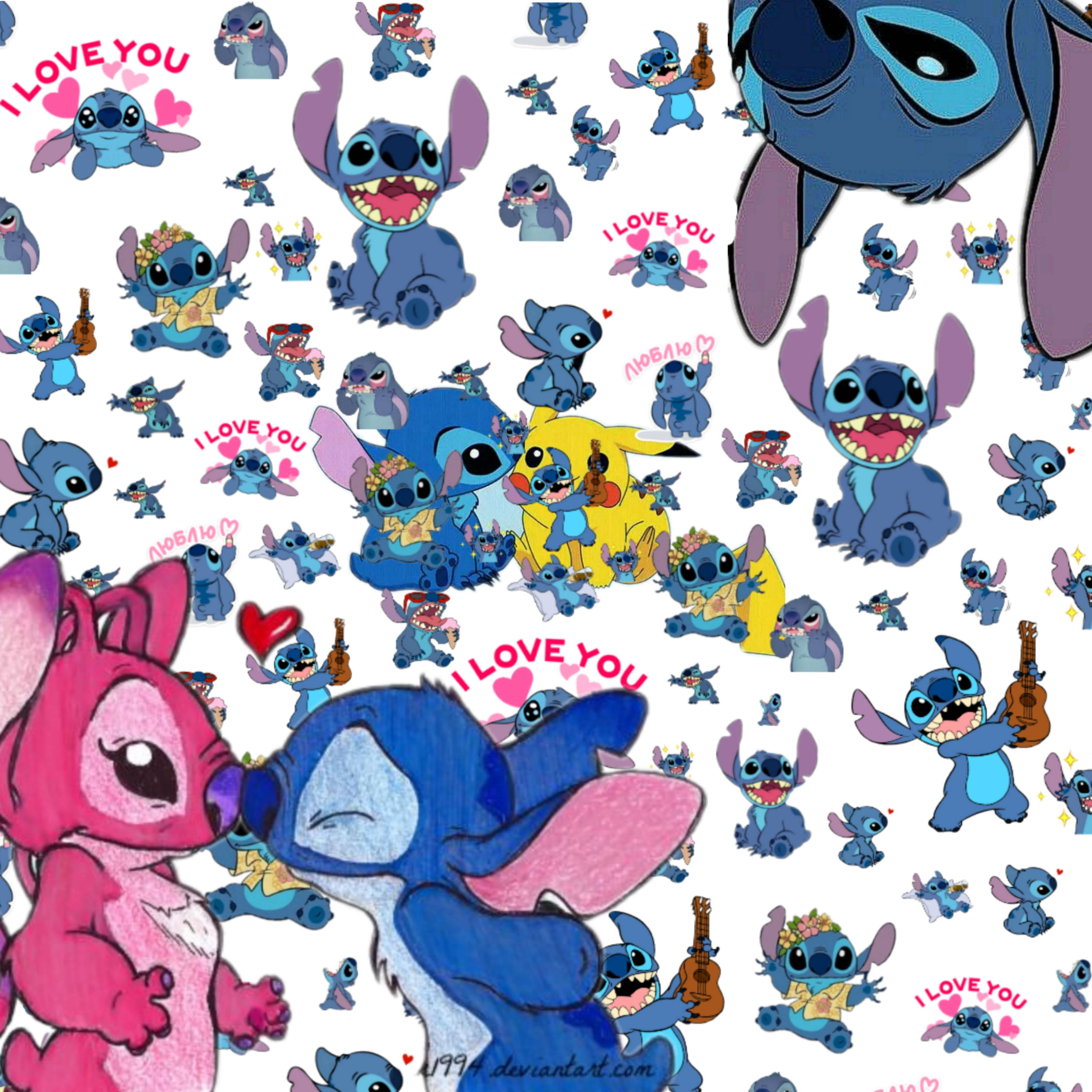 Stitch, blue Stitch, pink Stitch, 2K Desktop Wallpaper