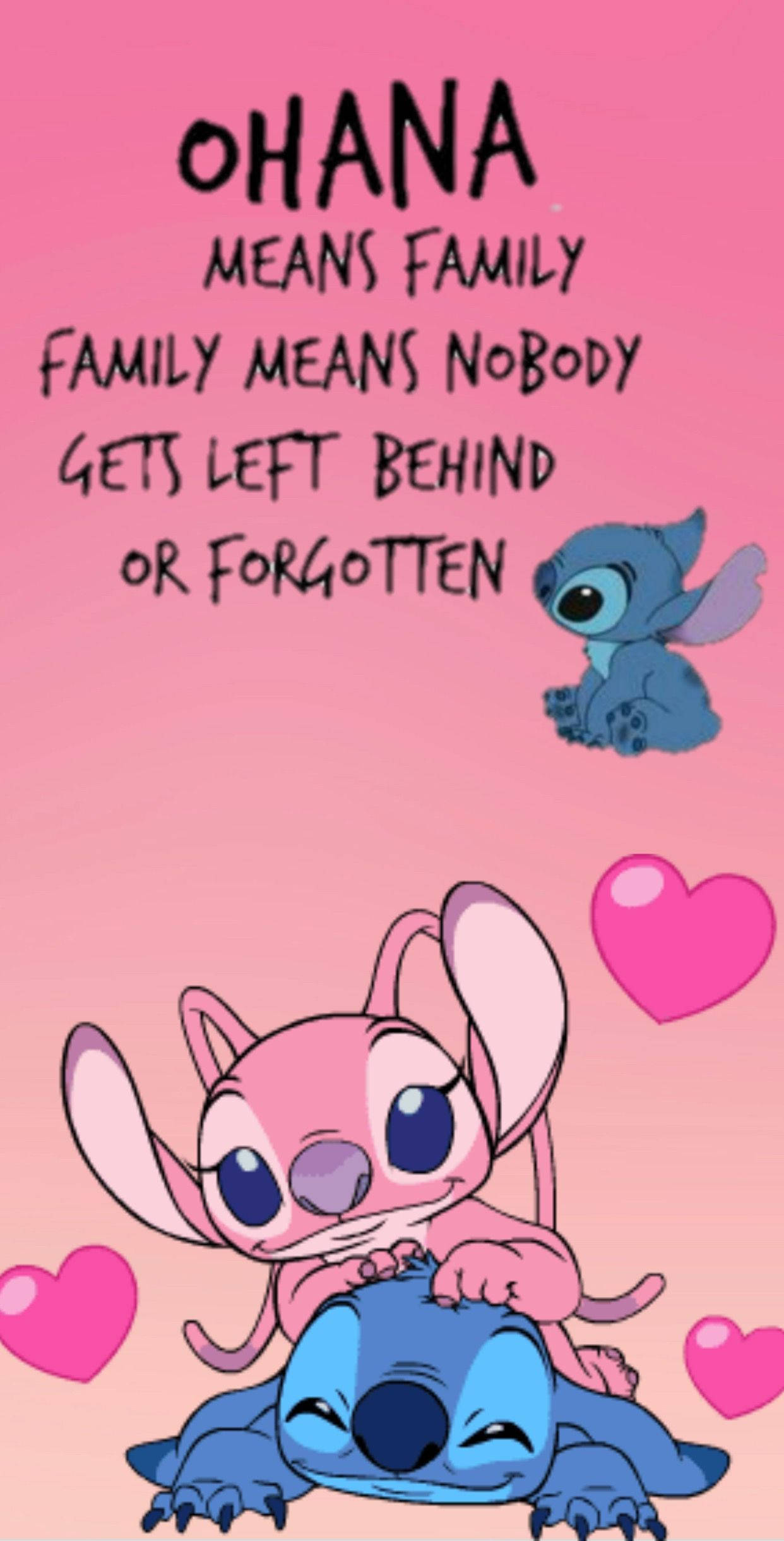 Stitch, Angel, Ohana means family, Full HD Phone Wallpaper