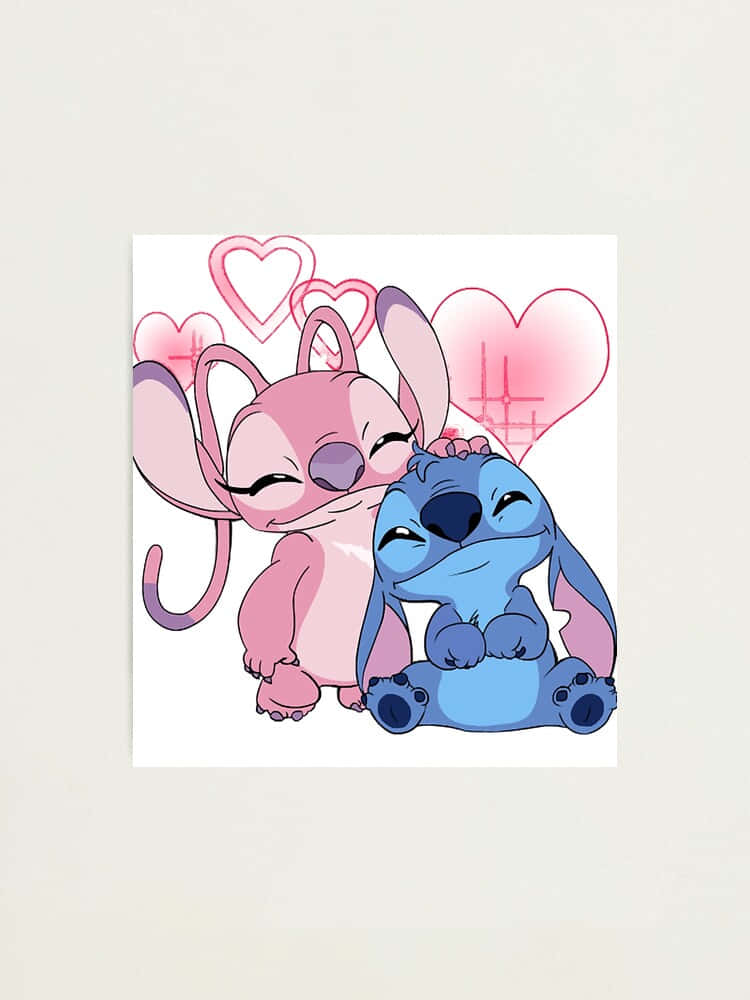 Stitch, Angel, pink and blue cartoon alien couple, SD Phone Wallpaper