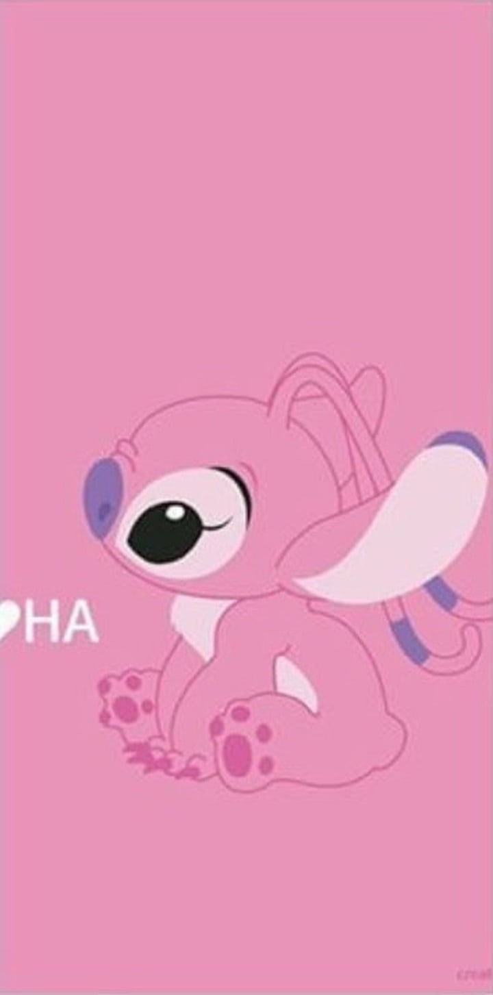 Stitch Angel, pink, cartoon alien, HD Phone Wallpaper