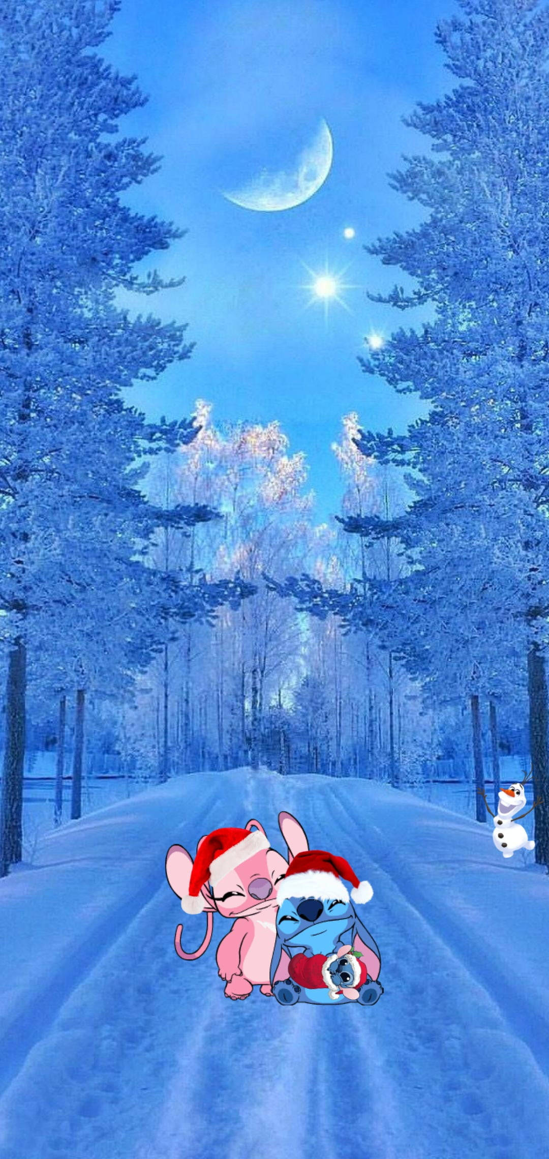 Stitch, Angel, Santa hats, Full HD Phone Wallpaper