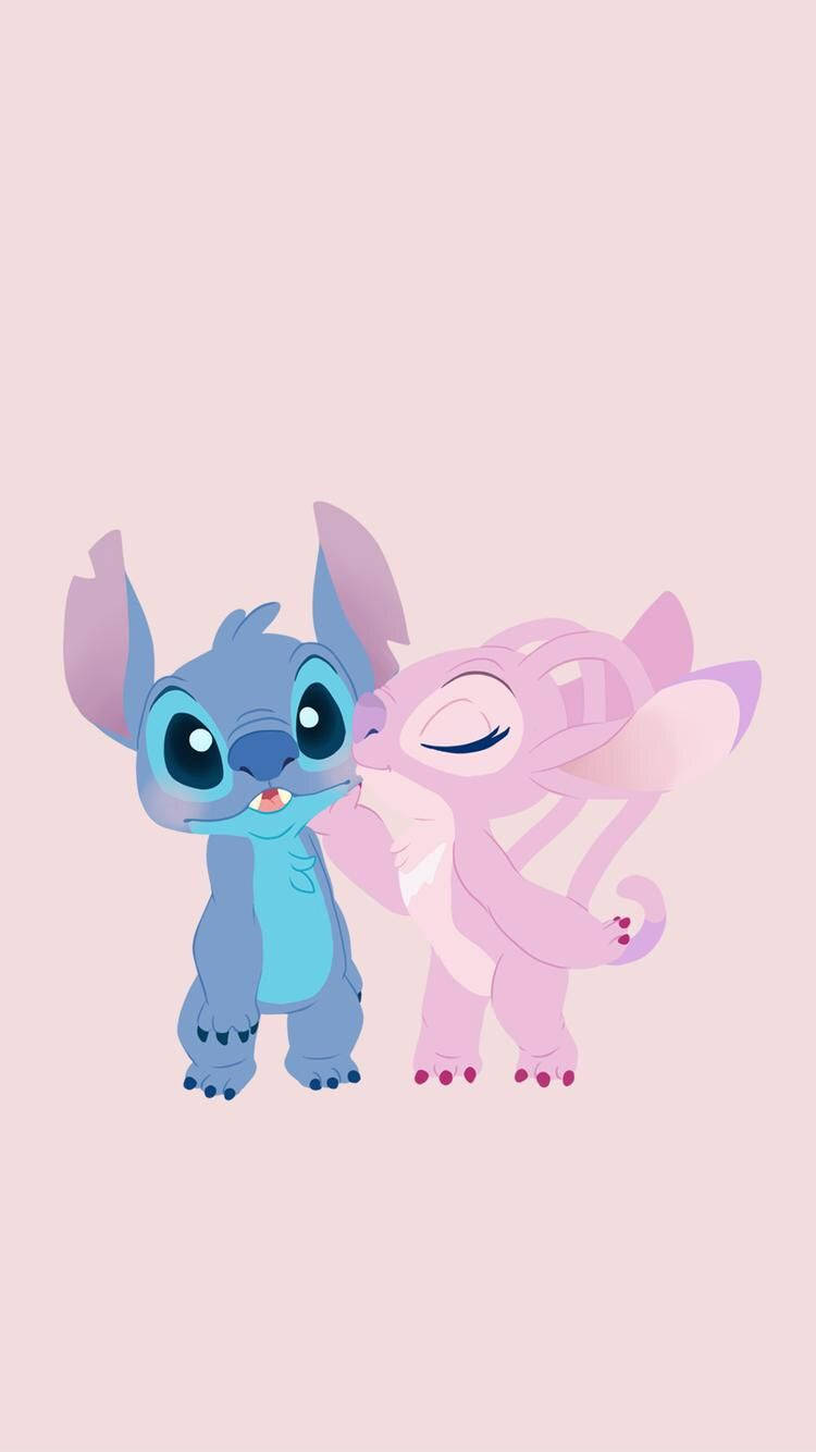 Stitch, angel, blue and pink, HD Phone Wallpaper
