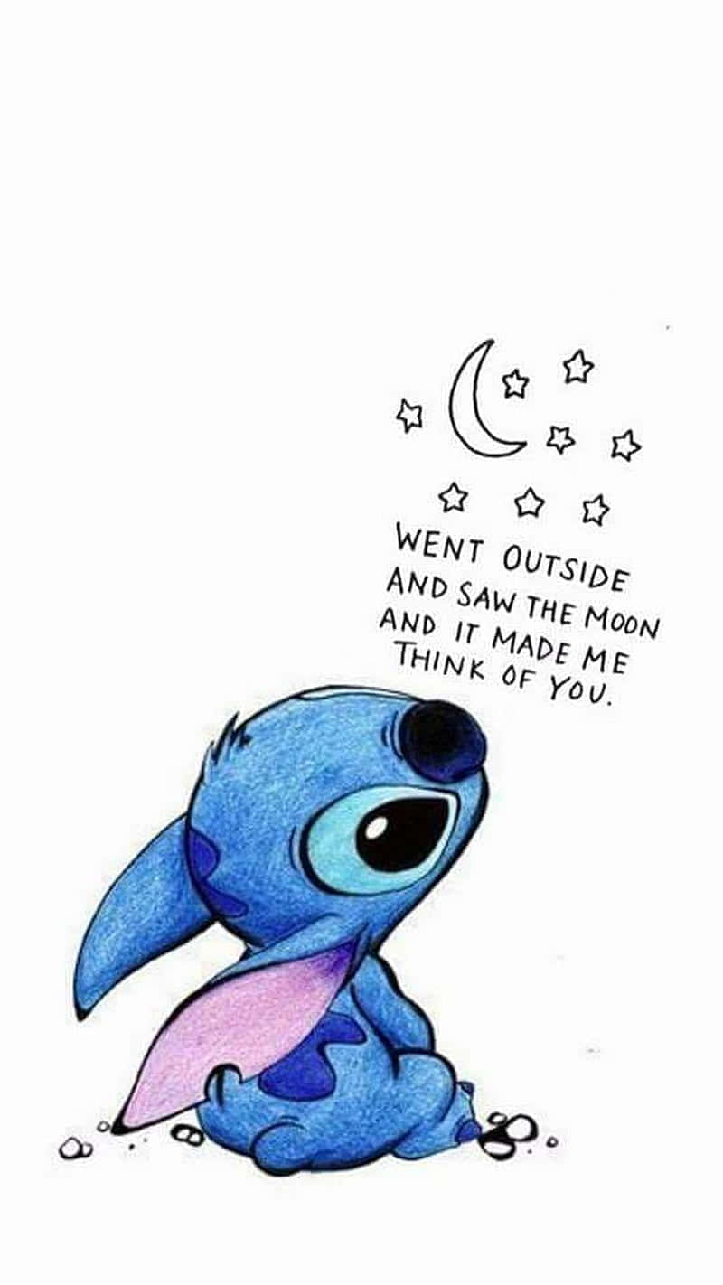 Stitch Computer, crescent moon, stars, HD Phone Wallpaper