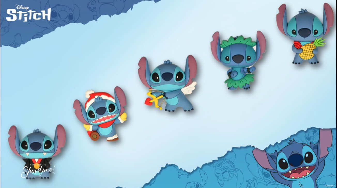 Stitch Computer, Stitch, light blue background, HD Desktop Wallpaper