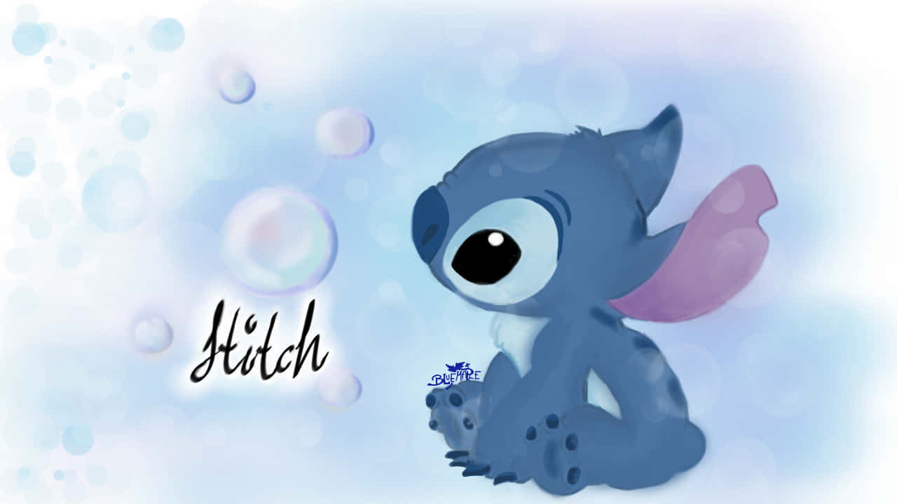 Stitch Computer, blue alien, big eyes, HD Desktop Wallpaper