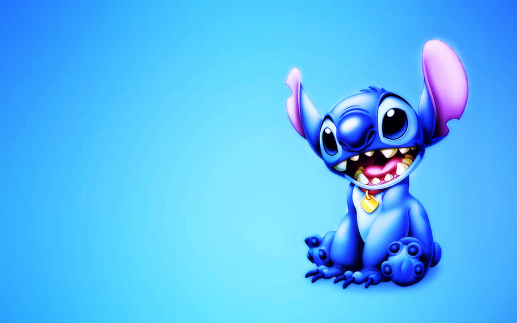 Stitch Computer, cheerful blue alien, big eyes, SD Desktop Wallpaper