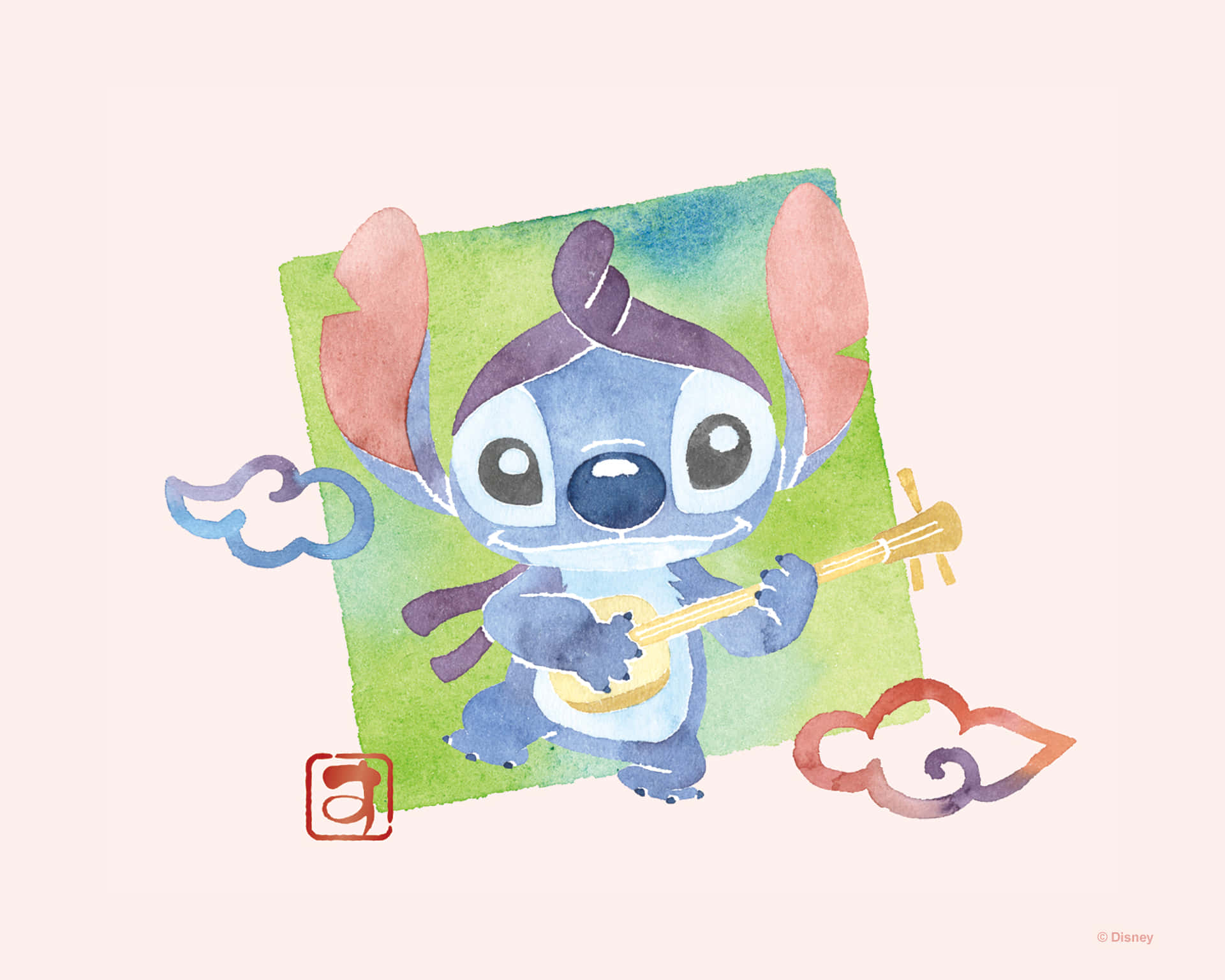 Stitch Computer, Stitch, watercolor illustration, Full HD Desktop Wallpaper
