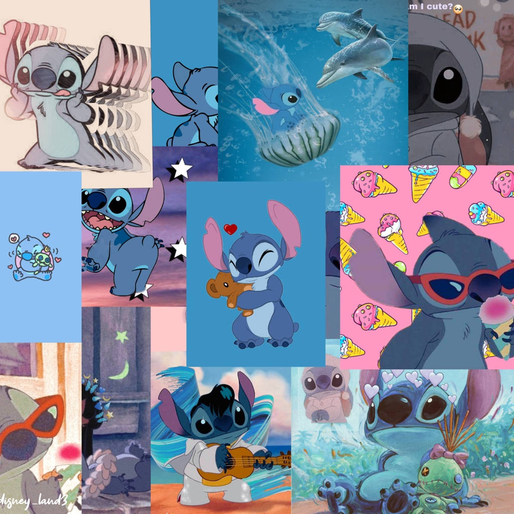 Stitch, dolphins, teddy bear, SD Desktop Wallpaper