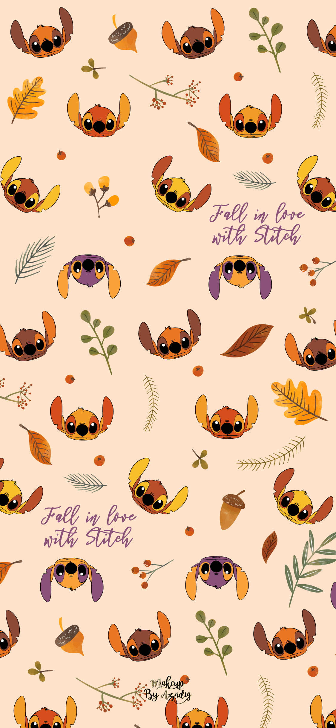 Stitch, Disney, autumn foliage, Full HD Phone Wallpaper