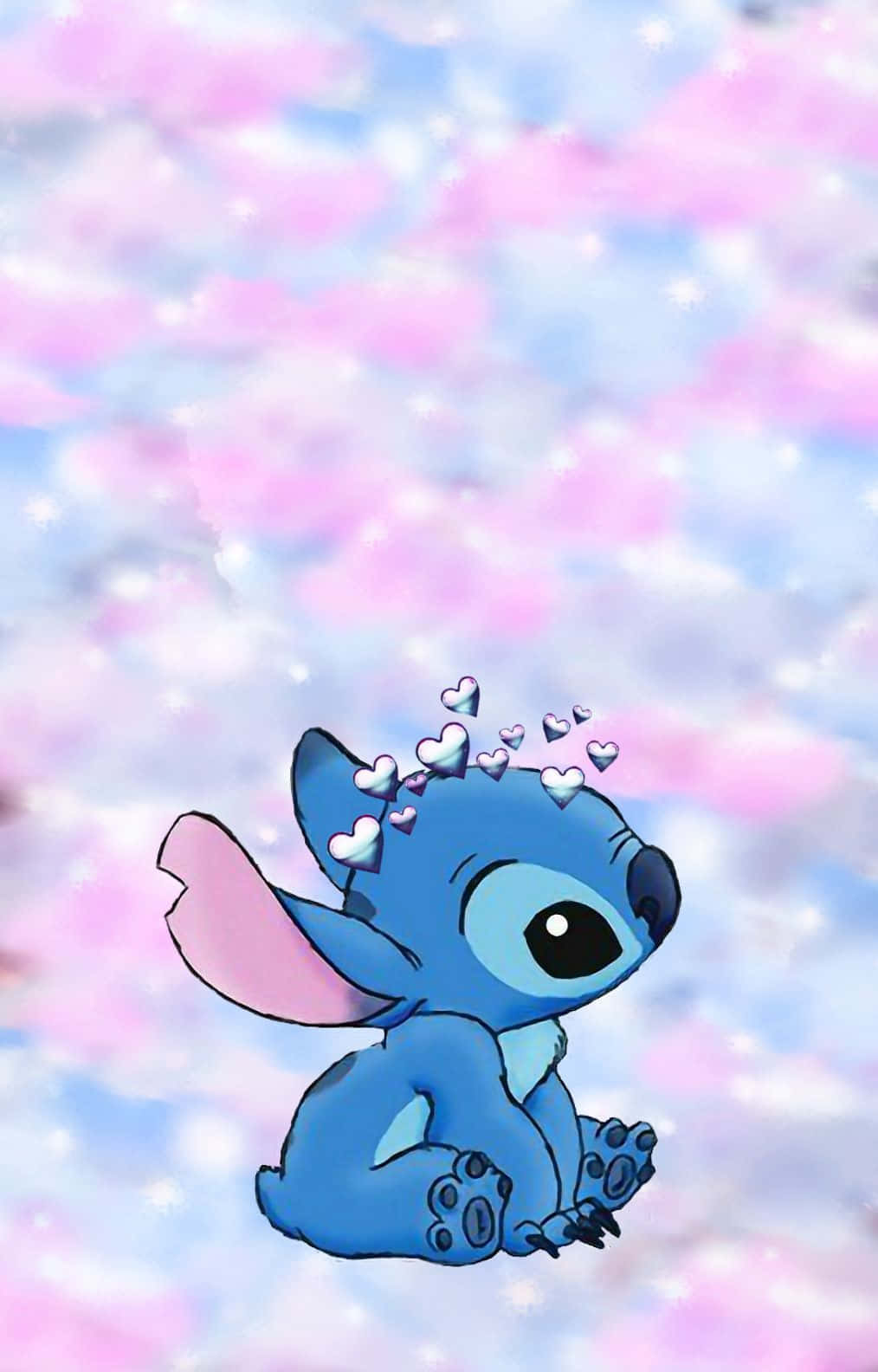 Stitch, pastel pink, pastel blue, HD Phone Wallpaper