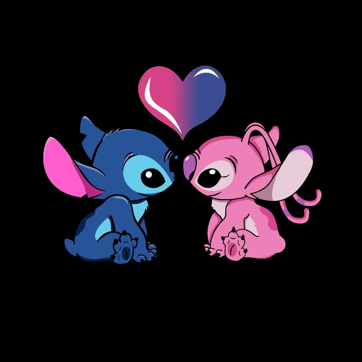 Stitch, angel, glowing heart, SD Desktop Wallpaper