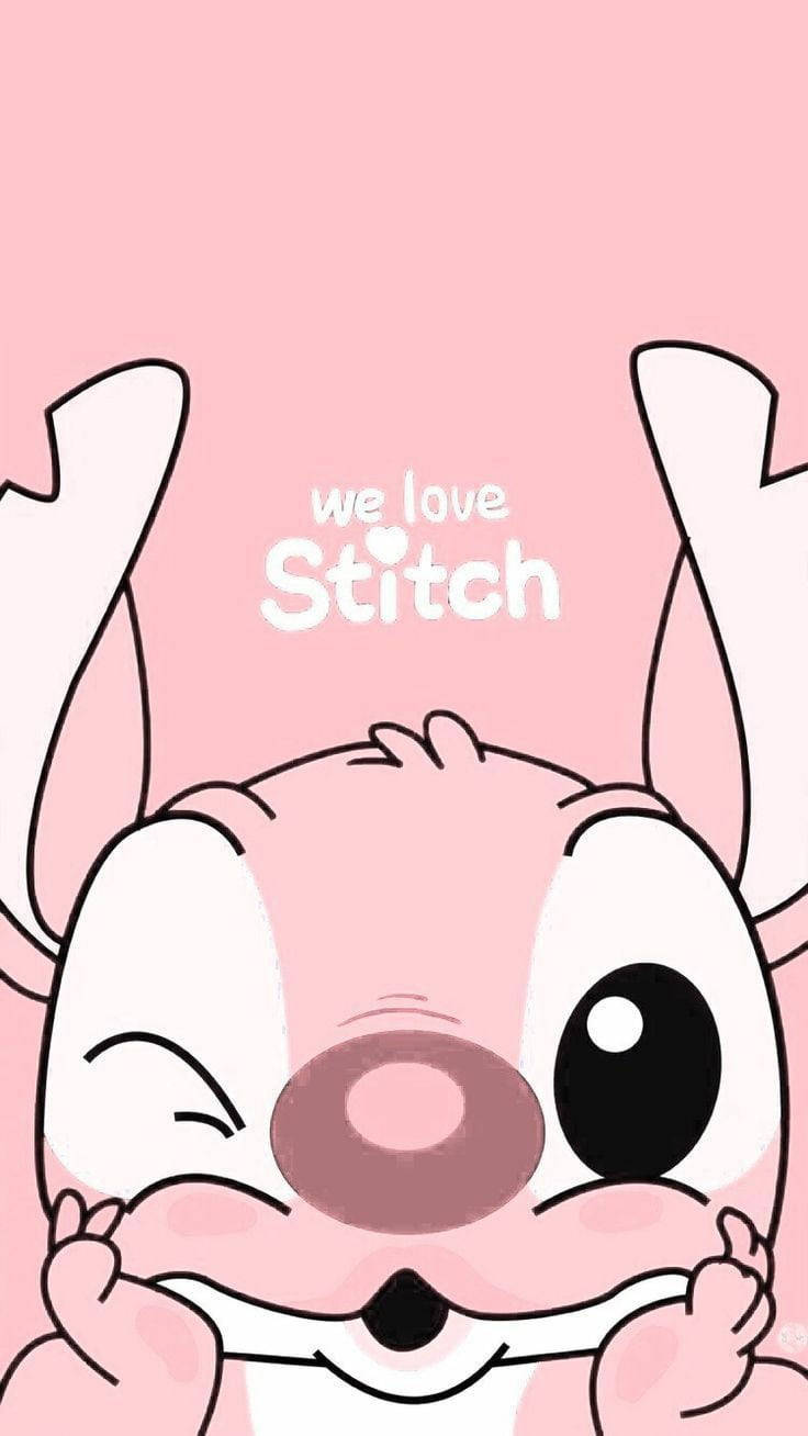 Stitch, pastel pink, heartwarming pink pastel artwork, HD Phone Wallpaper
